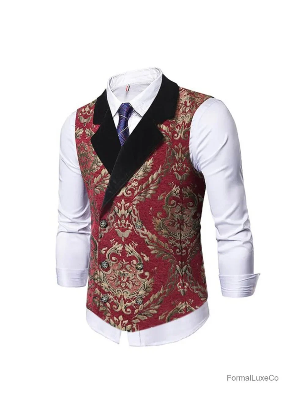 Victorian Steampunk Men's Corset Vest Double Breasted Jacquard Brocade Goth